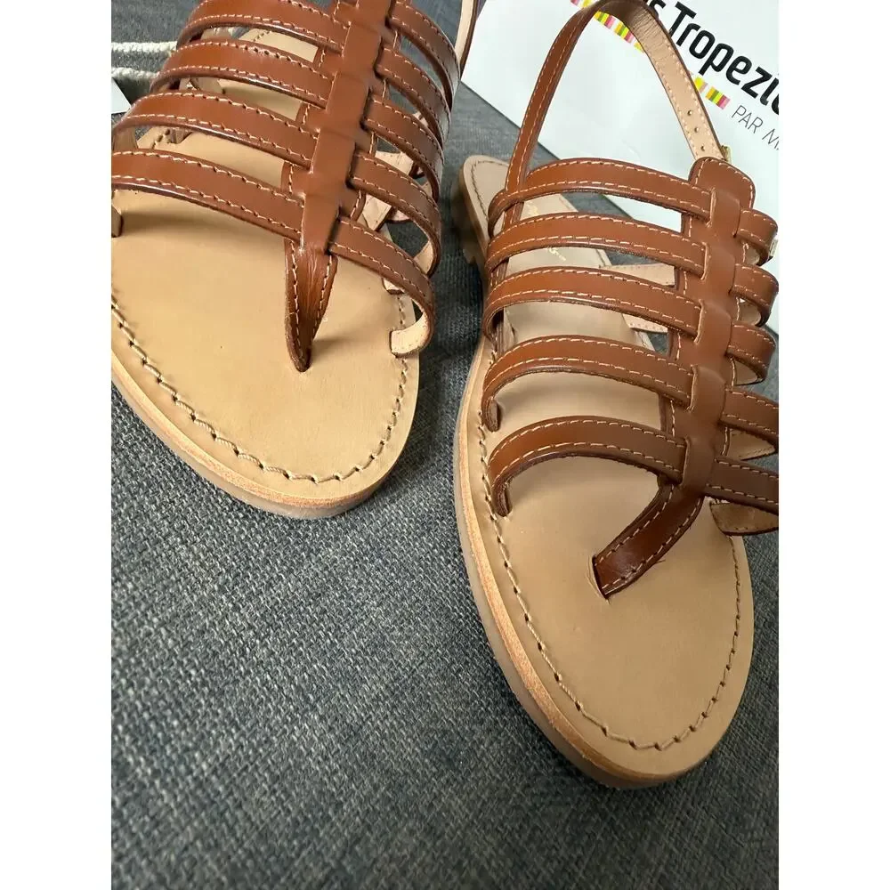 New Les Tropeziennes Hika Tan Leather Gladiator Sandals Size EU 39